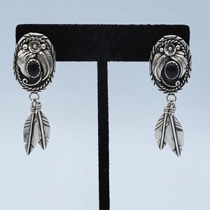 Navajo Sterling Onyx Earrings #2376